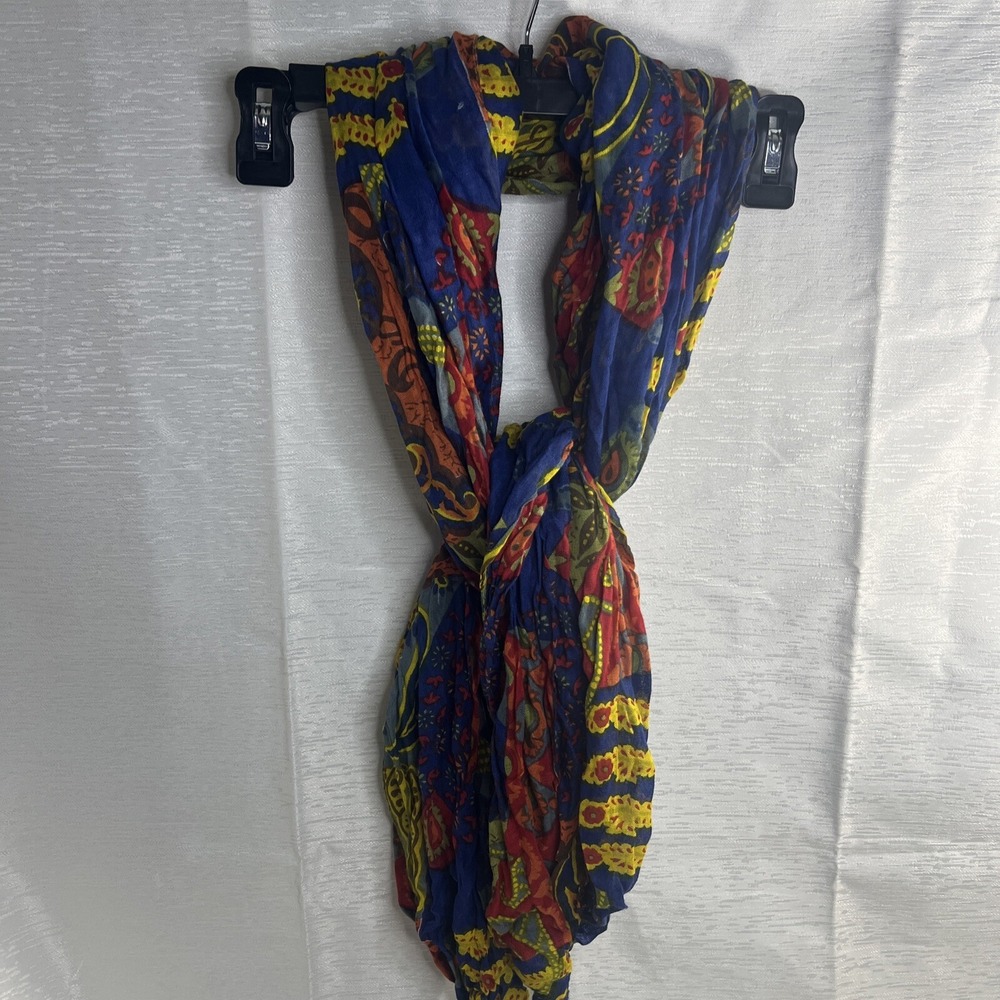 Indian Made 100% Viscose Multi Color Tassel Scarf Bohemian Blue Red